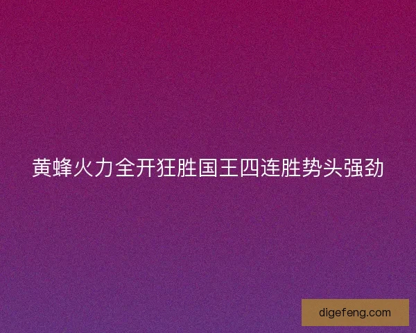 黄蜂火力全开狂胜国王四连胜势头强劲